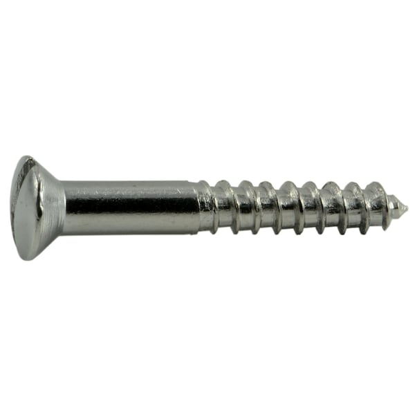 Midwest Fastener Wood Screw, #6, 1 in, Chrome Steel Oval Head Slotted Drive, 60 PK 62197 - main